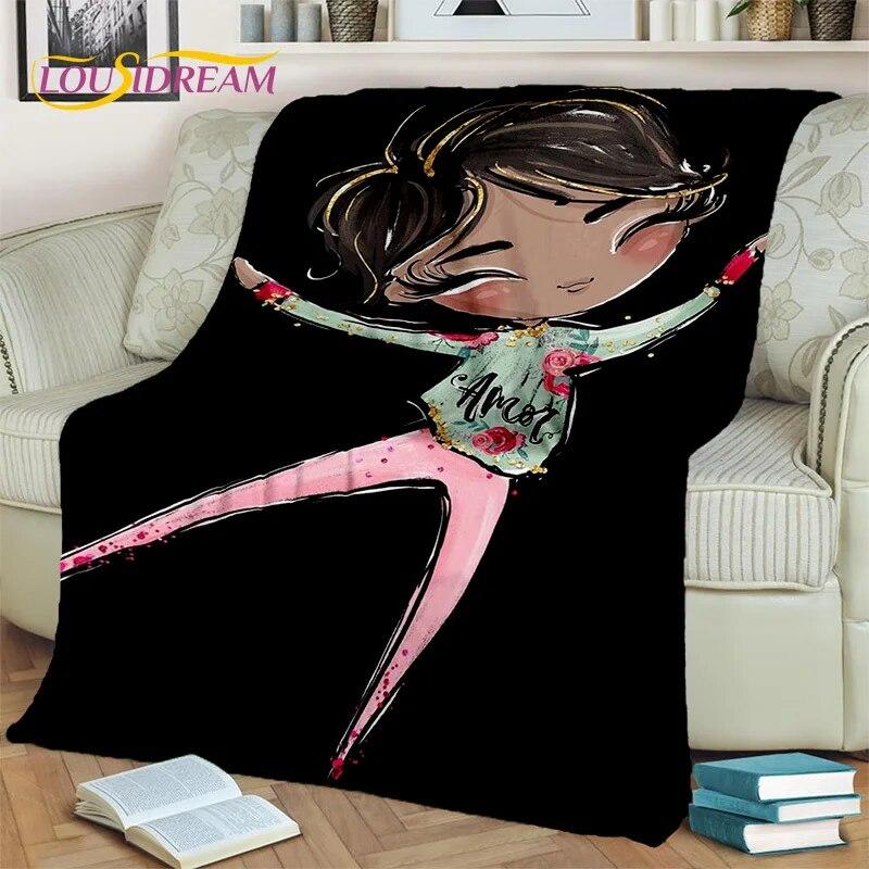 Cartoon Ballerina Fairy Cute Ballet Girl Blanket,soft Throw Blanket for Home Bedroom Bed Sofa Picnic Office Cover Blanket Kids