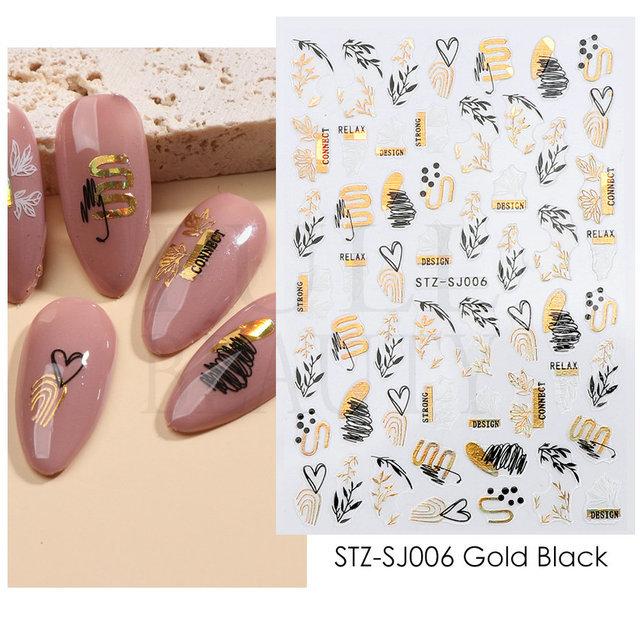 

Абстрактные линии, DIY наклейки для ногтей для женщин и девочек, украшения для ногтей, розовое золото, весенние 3D-слайдеры для маникюра, наклейки для лака для ногтей