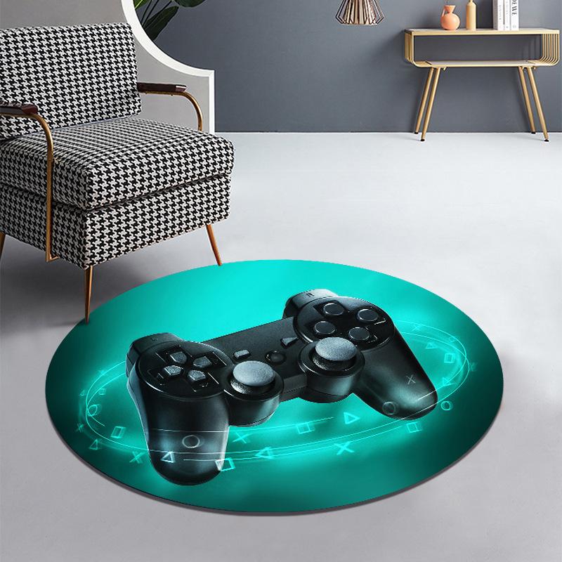 Okrągły kolorowy dywanik do gier, antypoślizgowy, do salonu, do pokoju e-sportowego, dywanik wejściowy nadający się do prania w pralce