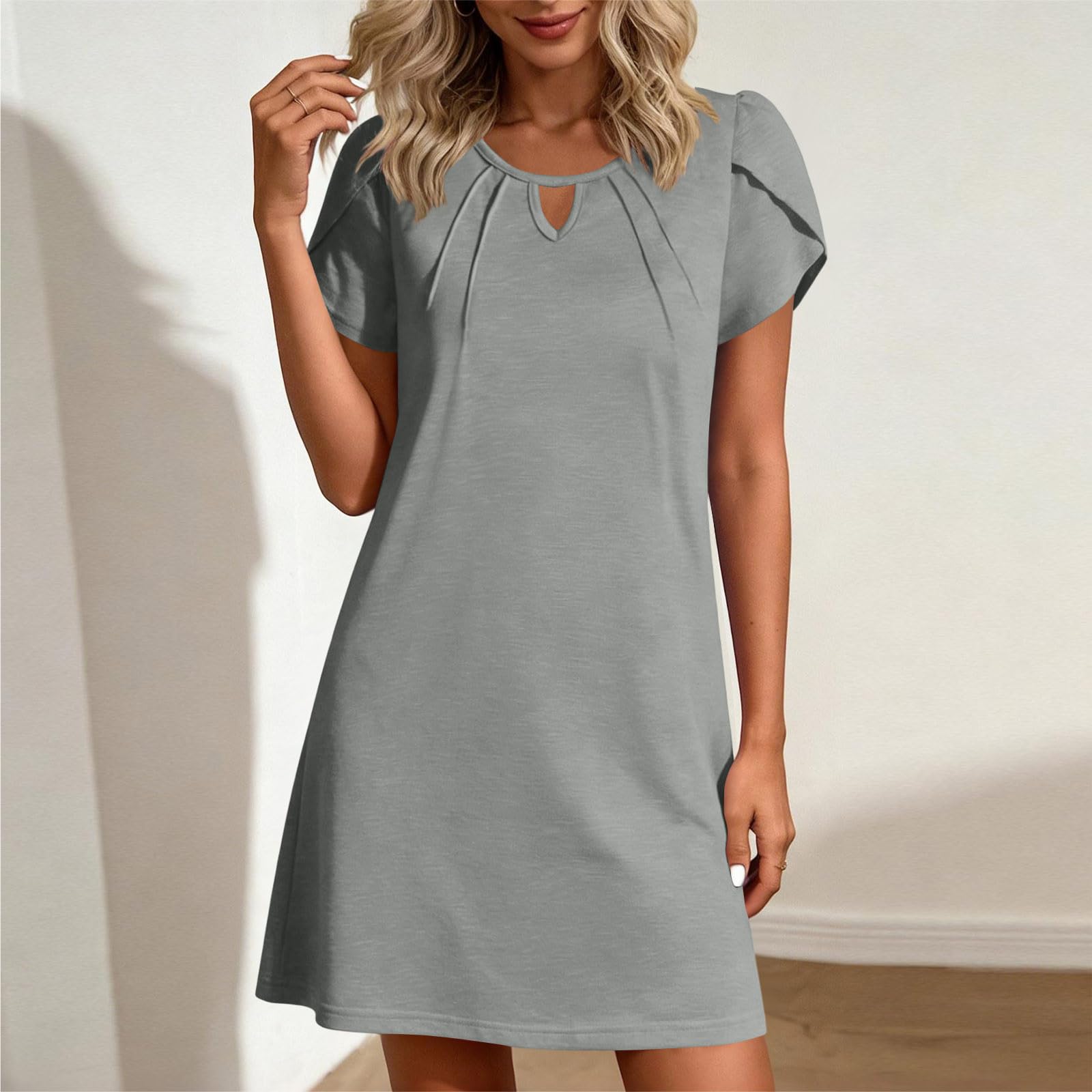Women s Casual And Stylish Round-Neck Beach Dress: Short-Sleeve, Loose-Fitting Dress XXL