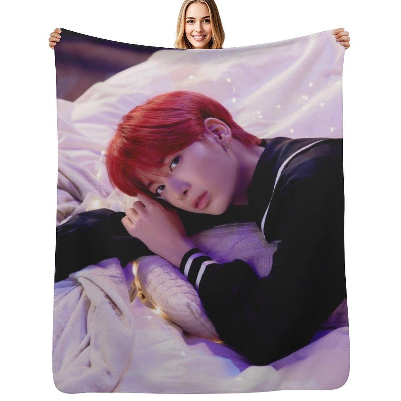 TXT CAN T YOU SEE ME TAEHYUN Throw Blanket Soft Bedroom Blanket for Night Sleeping Size: 75*100cm, Weight: 230 GSM