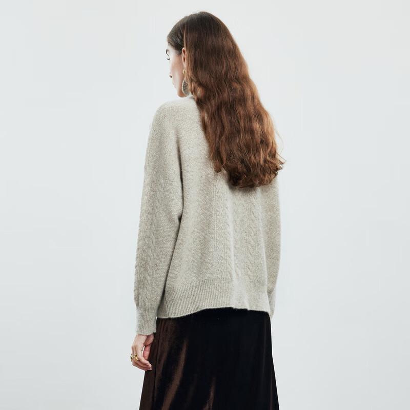 PALUOPO Women's High-Neck Cable Knit Cashmere Sweater