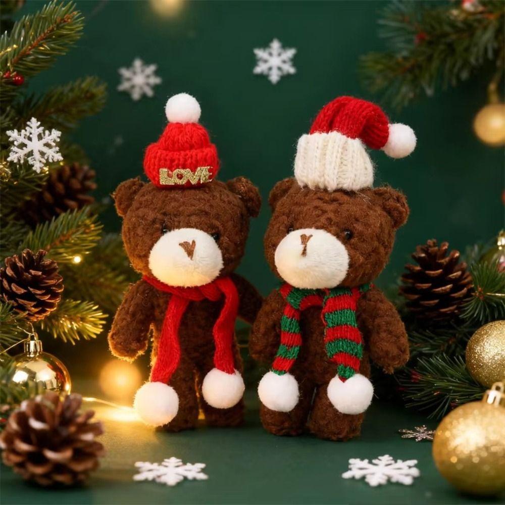 10Pcs With scarf Christmas Bear Plush Toy Cartoon Animal Bear Plush Dolls Holiday Gift