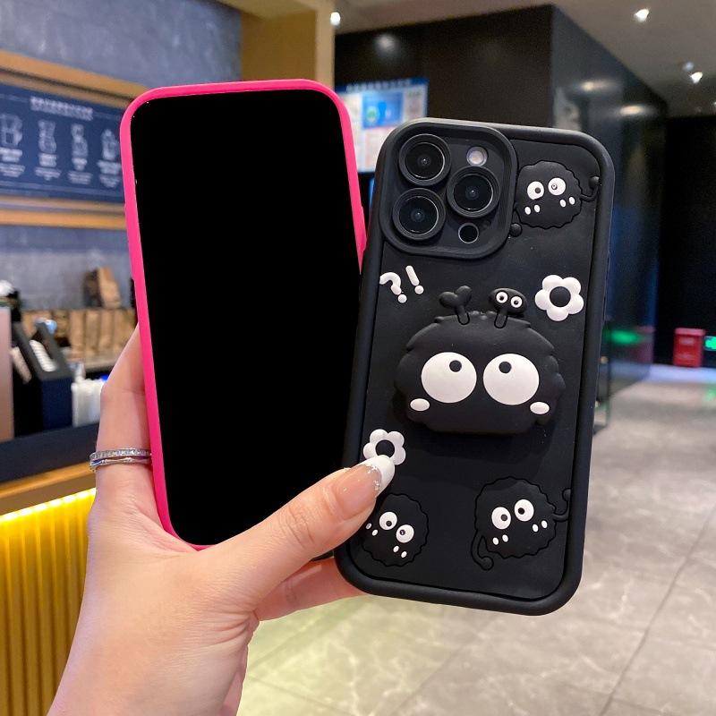 Applicable to Samsung A06 strawberry bear three-dimensional silicone sticker cartoon mobile phone case S25 A17 coal ball bracket cover