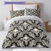 Vintage Skull Pattern Pattern Bedding Quilt Set Quilt Cover Pillowcase Home Decoration Gift (1 * Duvet Cover + 2 * Pillowcase, Without Core)
