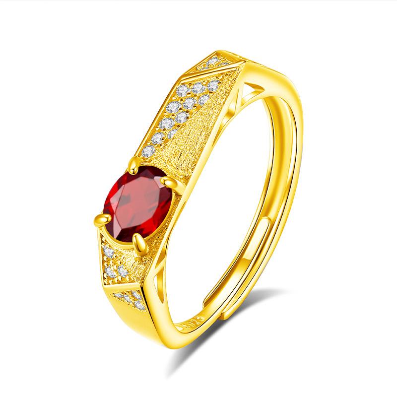 

S925 Sterling Silver Ring Brushed Geometric Cut Paved Zircon Natural Citrine Topaz Business Style Fine Silver Jewelry Adjustable opening