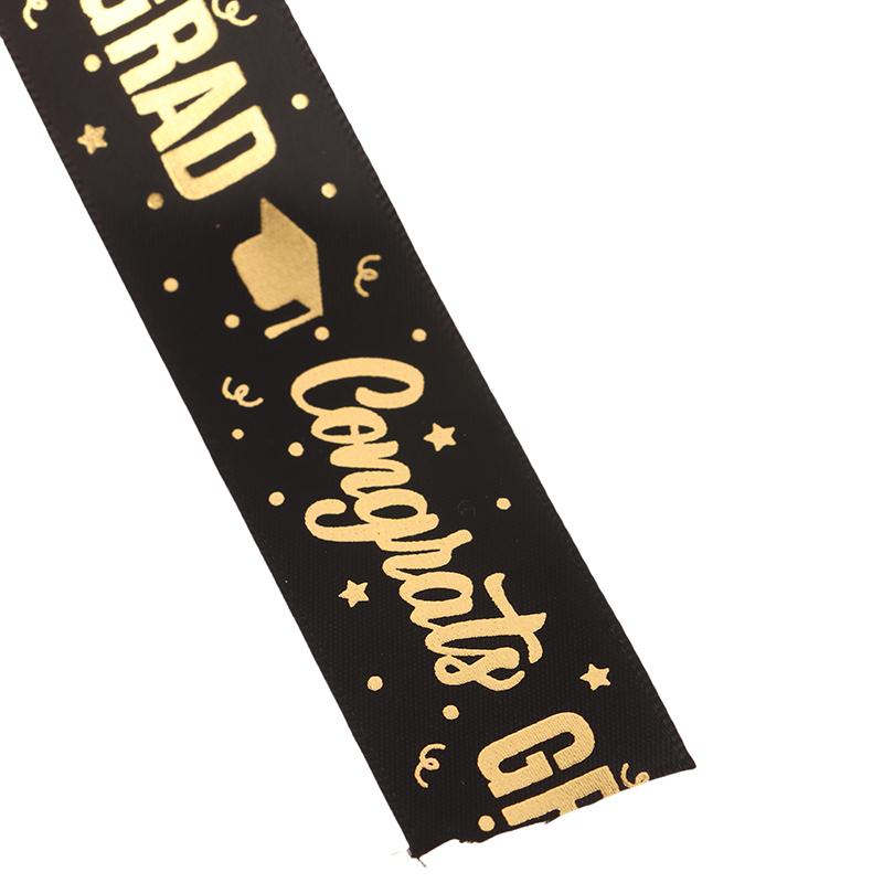 10Yard/Lot 2025 Graduation Satin Ribbon Bronzing Congrats On Congratulations Congrats Grad Decorative Ribbon Gift Wrapping