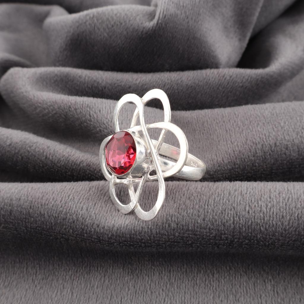 Pink Rubellite Gemstone Jewelry, 925 Sterling Silver Ring, Handmade Charming Earring, Bohemian Rubellite Ring For Grandma Gift