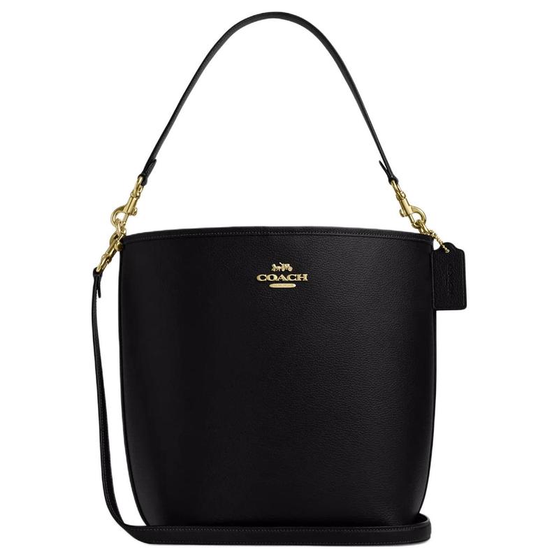 Coach City Bucket 35 Fashionable Versatile Snap Closure Leather Shoulder Crossbody Bucket Bag Handbag Large Women's Black