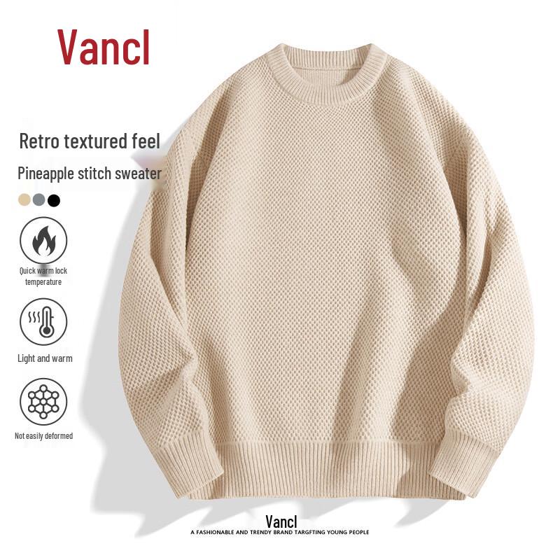 

VANCL Men s Vintage Textured Crew Neck Sweater XL