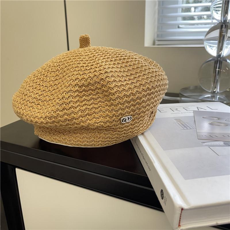 New black temperament elegant beret female face small versatile spring and summer breathable thin decorative painter hat