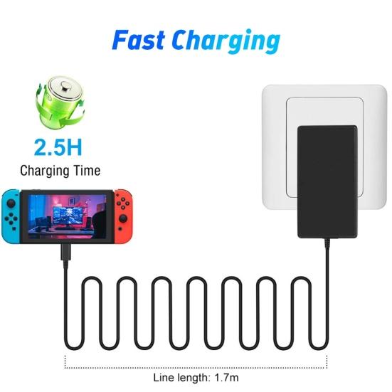 Portable 5V 2.4A Gamepad Charger Adapter EU/US Plug for Nintendo Switch NS