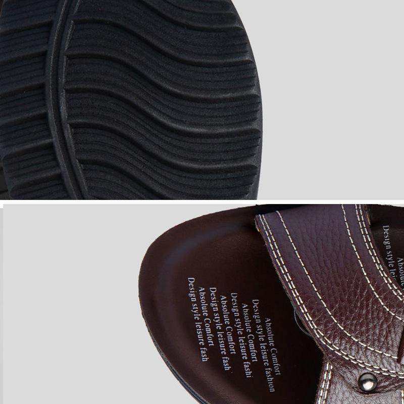 Sandali in pelle di mucca, sandali da uomo in vera pelle, sandali estivi traspiranti, scarpe da spiaggia antiscivolo, sandali per uomo