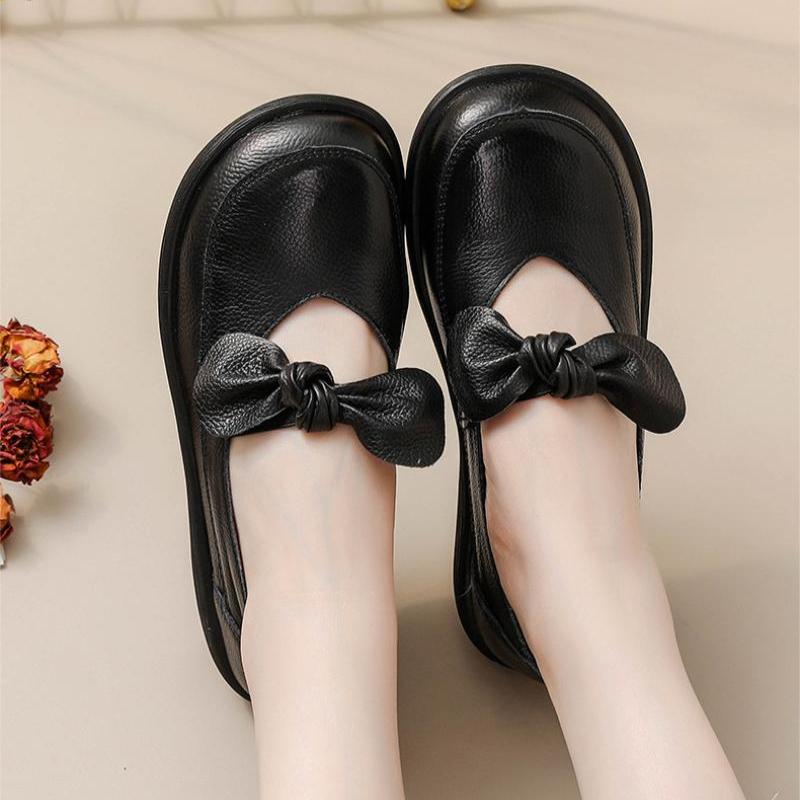 Retro Leather Shoes, Genuine Leather Thick-soled Mary Jane Shoes, Women's Soft-soled Single Shoes, Lazy Shoes, Comfortable and Versatile Shoes