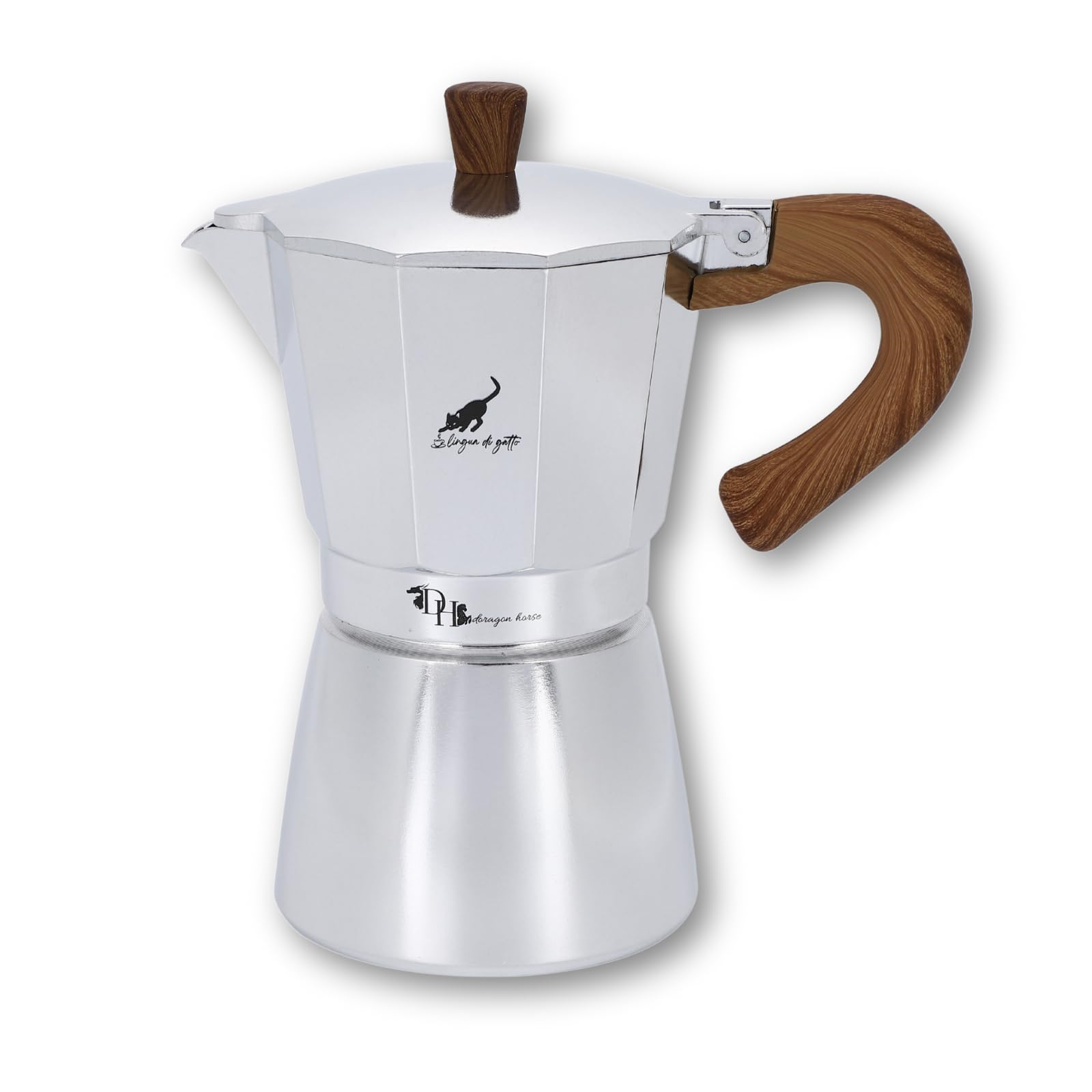 

Open Fire Espresso Maker Moka Pot 6cup 300ml Enjoy delicious coffee at home or outdoors Cafe au lait Camping Compact For 1 to 2 people [Dragon Horse]