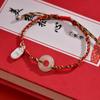 Reinsilber 99 Fu Zeichen Hetian Jade Sicherheitsverschluss Handgefertigtes Donut-Armband