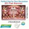 2D flat banner, 1 piece, pink and gold theme birthday background banner, in various sizes of polyester materialzyc
