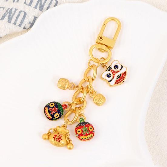 Keychain Pendant Layered Design Lion Awakening Fortune-telling Keychain Pendant Bright Color National Style Keychain Lucky Charm Accessory