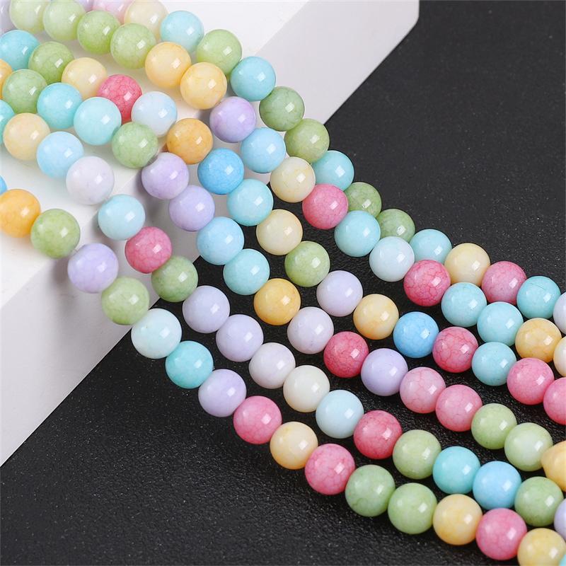 

8 мм барвисті скляні тріщини намистини для виготовлення ювелірних виробів DIY намисто браслет телефон ланцюжок освітлення about 50pcs