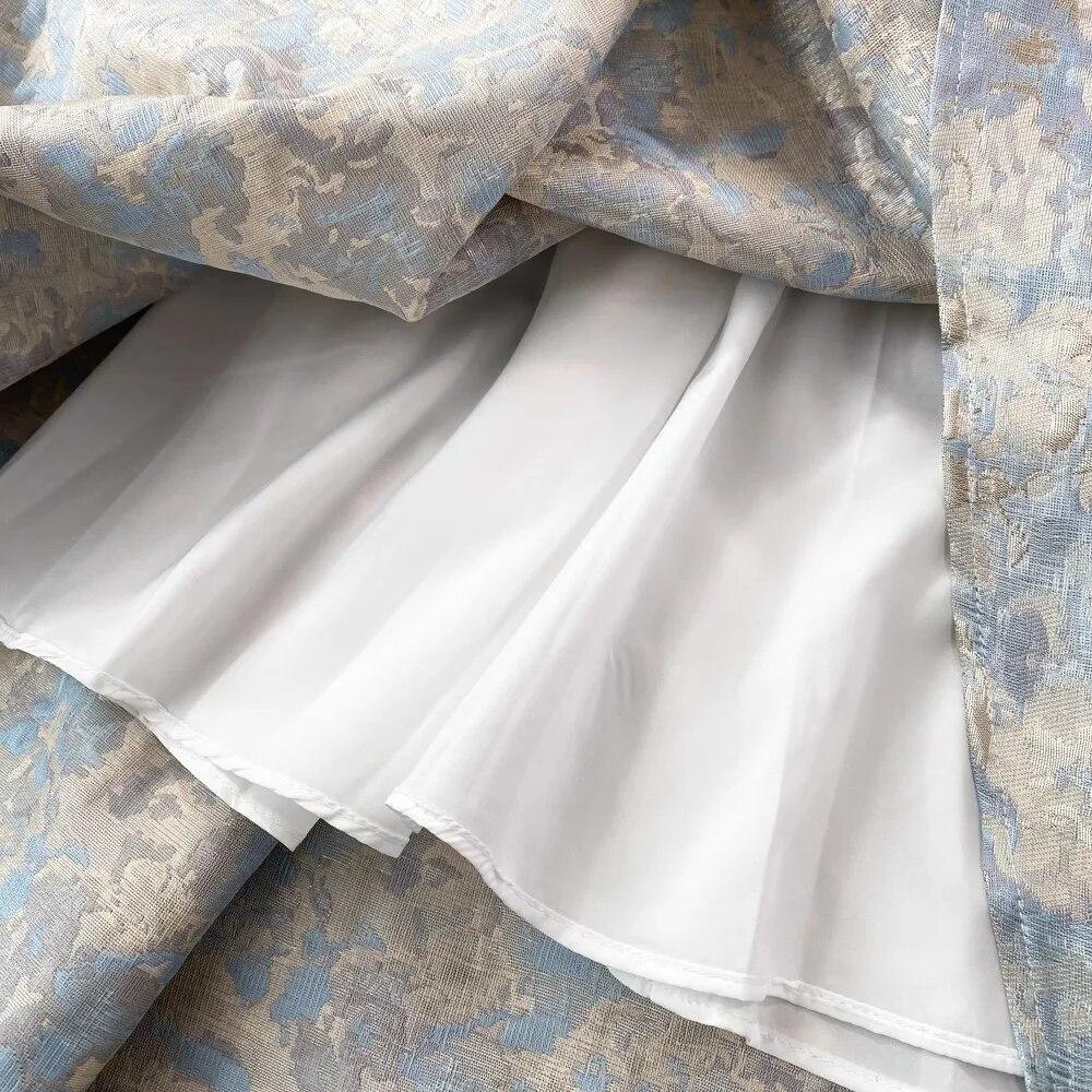 Letní elegantní květinové žakárové večerní společenské šaty dámské čtvercový límec bez rukávů tílko motýlkový pásek plesové šaty