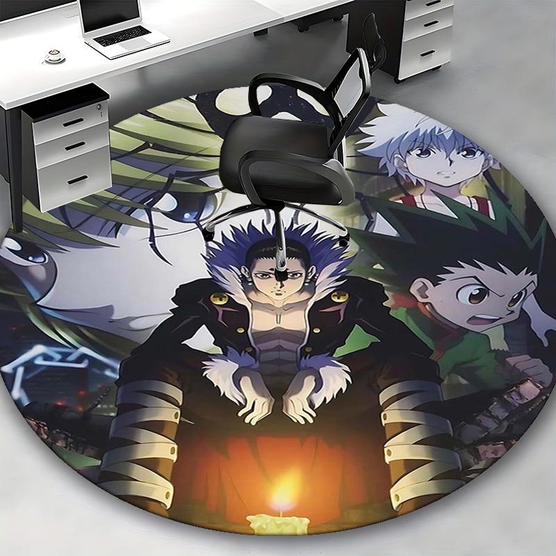 1pc Anime Cartoon Design Round Carpet - Office Chair Mat, Non-Slip Rug for Home Decor, Living Room, Bedroom, Game Room, Dormitory, Birthday Gift, All