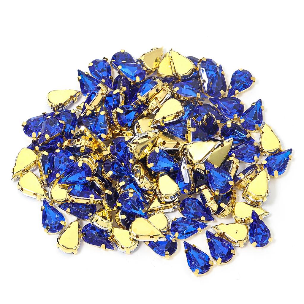 50pcs Water Drop Claw Rhinestones Stainless Steel Gold Bottom Acrylic Pointed Claw Drill For DIY Clothing Headwear Jewelry Decor