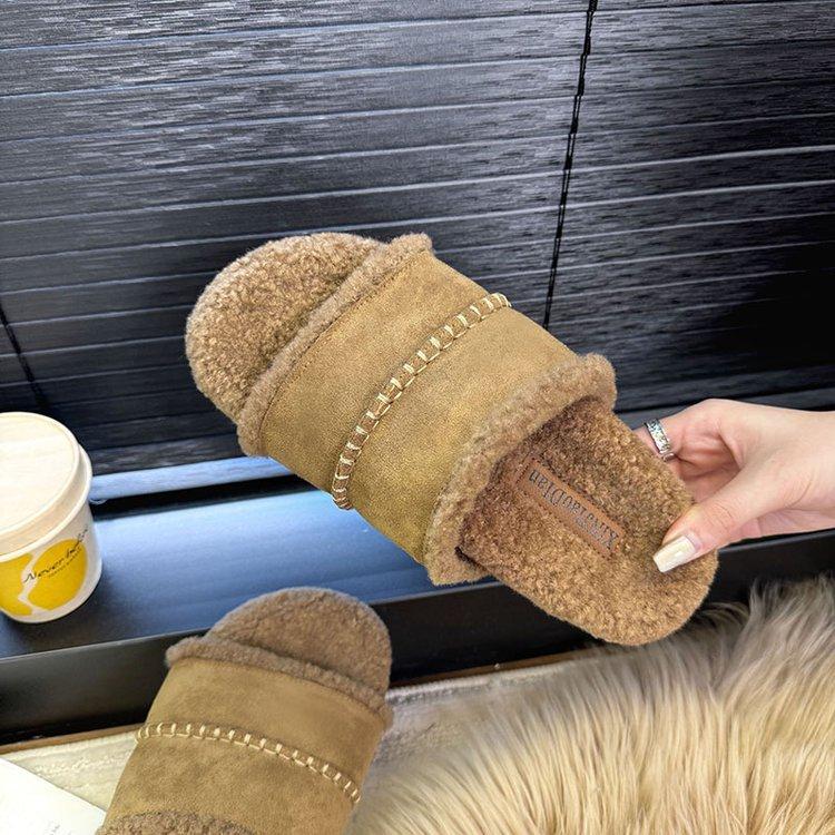 Mao Mao slippers women's fashion outer wear 2025 new retro muffin ugly cute flat-bottomed cotton slippers lazy one-word slippers