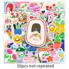 50 Original Flower Cartoon Plant Stickers for DIY Notebook, Laptop, or Hand Account Decoration