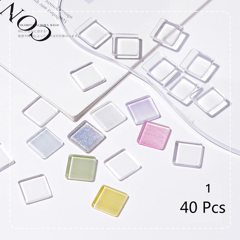 40Pcs Transparent Glass Nail Art Display Showing Polish Color Board Tips Tools