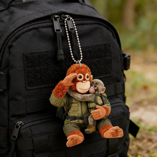 Monkey Keychain Cute Baby Monkey Acrylic Charm 2D Monkey Holding Plush Toy Hanging Pendant for Backpack Purse Car Keys