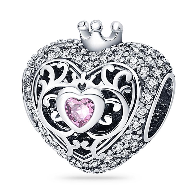 Brand New Copper Metal Heart Charm Bead Component Designed For Authentic Original Bracelet High Quality Fine Jewelry Necklace Heart Shaped Bead