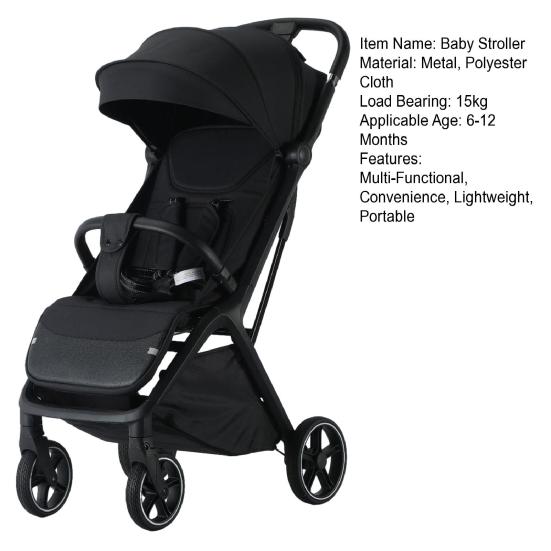 Składany Wózek Dziecięcy Przenośny Siedzisko Wysokiego Widoku z Koszem na Zakupy Uchwyt na Kubek Haczyk Daszek Przeciwsłoneczny Koła Amortyzujące Wózek Podróżny dla Niemowlaka Małego Dziecka