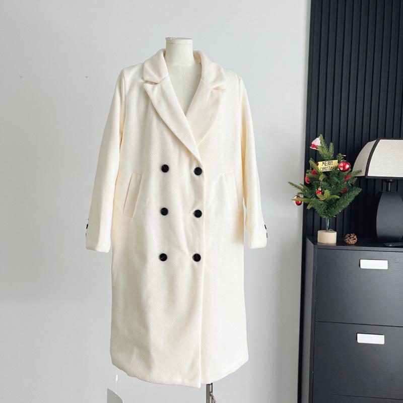 Xin Xing Women's Petite High-End Woolen Overcoat - Korean Style Straight Shoulder, Thickened Cashmere for Fall/Winter