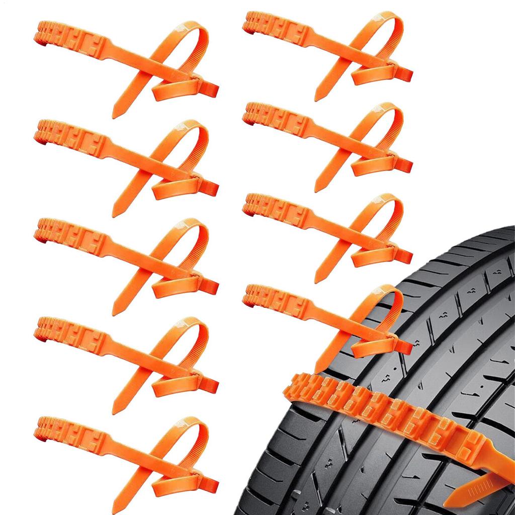 Snow Chains for Car Tires 10 Pieces Zip Ties for Tires In Snow Anti-Slip Wheel Zip Ties for Sedan SUV Truck Outdoor Winter