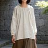 Johnature Women T-Shirts Summer Chinese Style O-Neck Lantern Sleeve Solid Color Loose T-Shirts