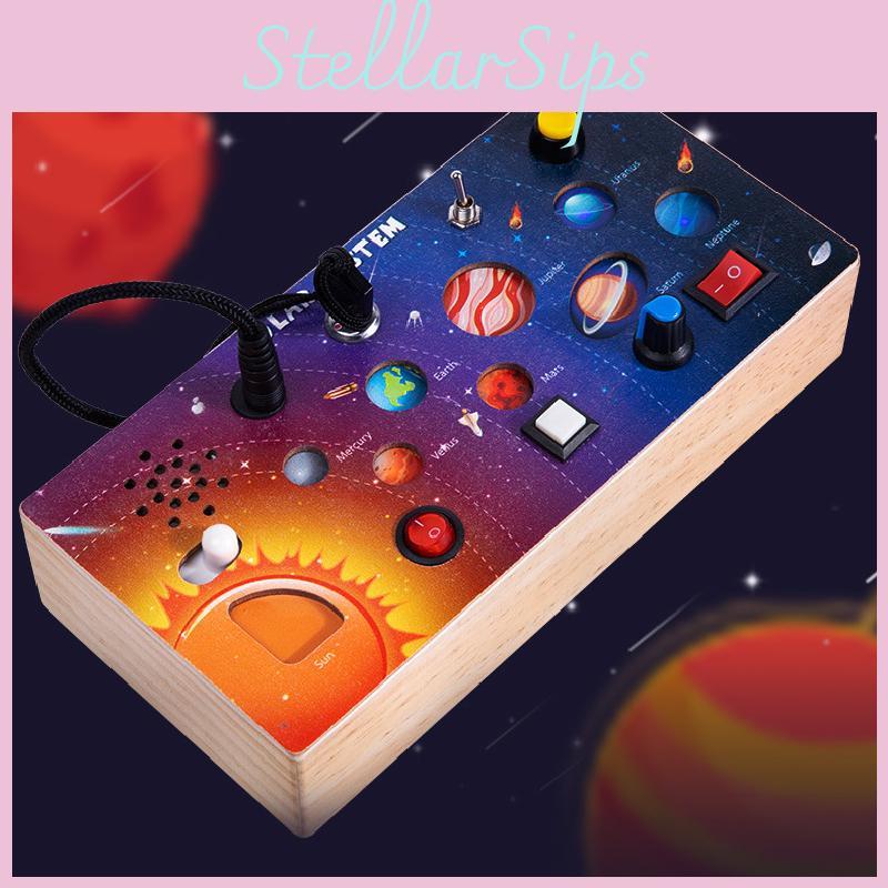 Wooden Solar System Busy Light Circuit Board Educational Toy For Early Learning