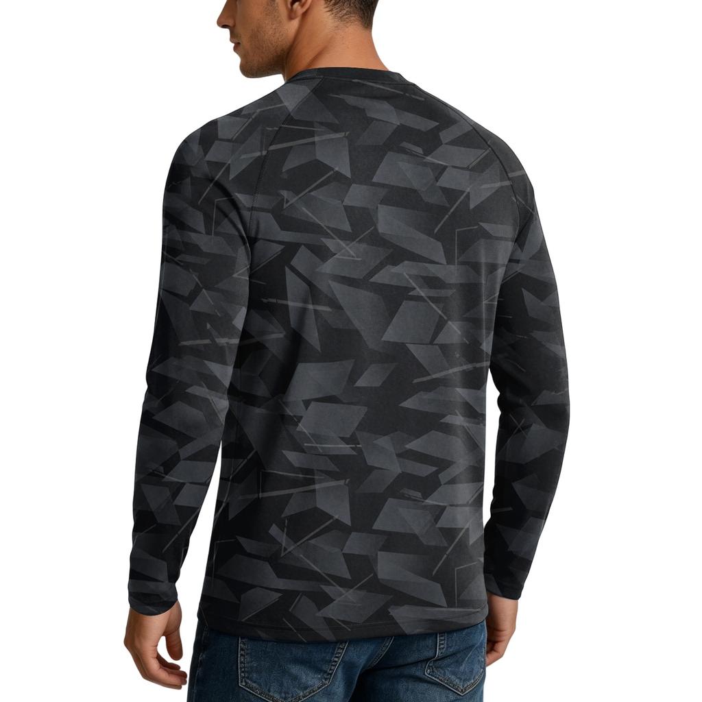 Men's UPF50+ Sun Protection Long Sleeve Shirt Stretch Outdoor Sports Performance Top Lightweight Breathable Fabric