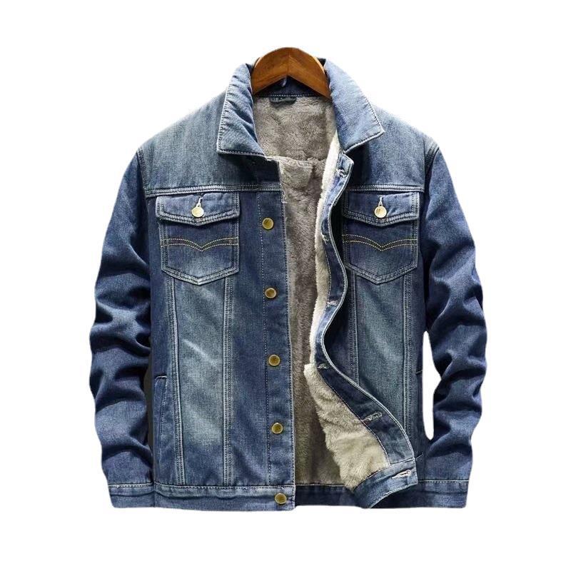 Men's Autumn Denim Jacket - Trendy, Warm, Plush, Thickened Casual Workwear for Autumn and Winter.