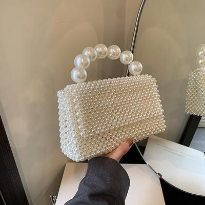 Fairy Bag Summer 2025 New Small Fragrant Wind Pearl Portable Ins Internet Celebrity Women Shoulder Vacation Woven Bag