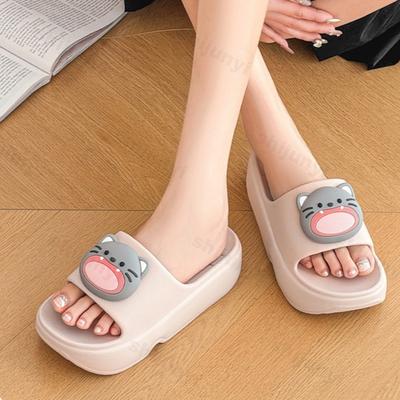 Fashion Summer Women Slippers Design Bathroom Beach Indoor Anti-slip Wear-resistant Increase Height Slippers Cartoon Comfort Home Shoes