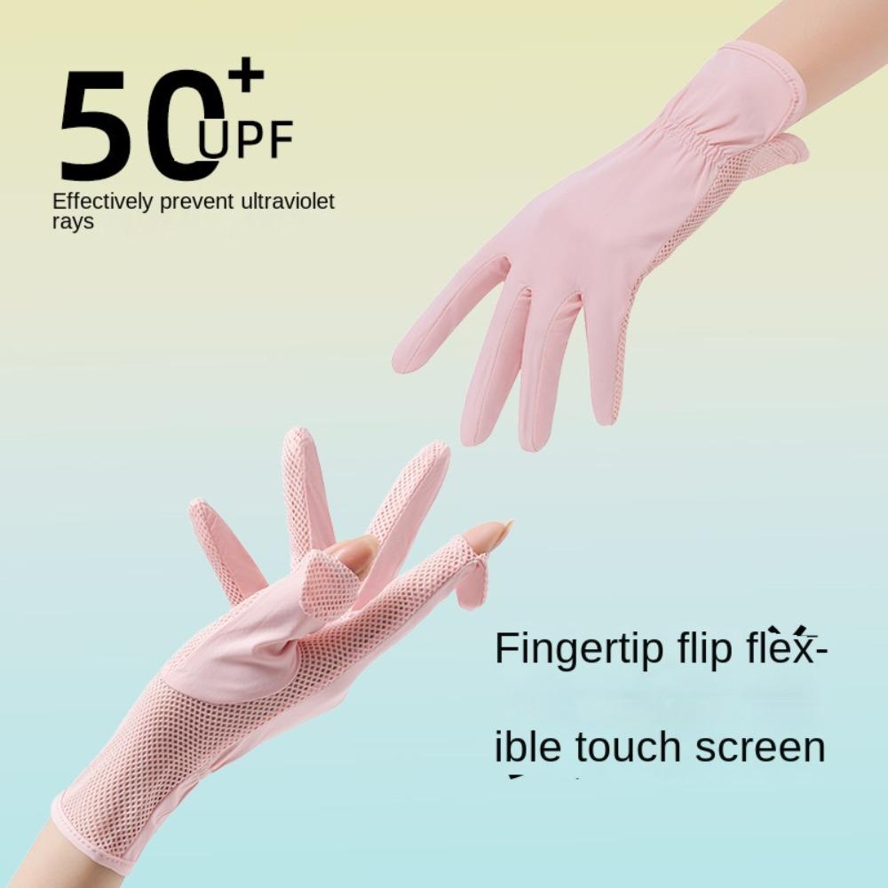 

Anti-UV Touch Screen Gloves Two Fingers Ice Silk Mittens Thin Sunscreen Gloves Riding