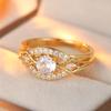 Classic Inlaid White CZ Women's Ring Sparkling Gold Color Geometry Daily Wear Party Jewelry Anniversary Gift