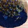 Donkerblauw Fluweel met Ruches Kerstboomrok - 48 Inch Feestdecoratie Mat