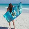2D Flat Printed Microfiber Beach Towel 1 Piece Set Sandproof Waterproof Great White Shark Ocean Summer Pool Bath Towel Cool
