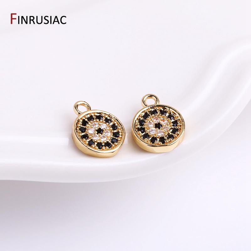 

14K Gold Plated Blue Zircon Evil Eye Charms 7.5mm Blue Eyes Pendants For Earring Making Jewelry Making Supplies 2 pieces