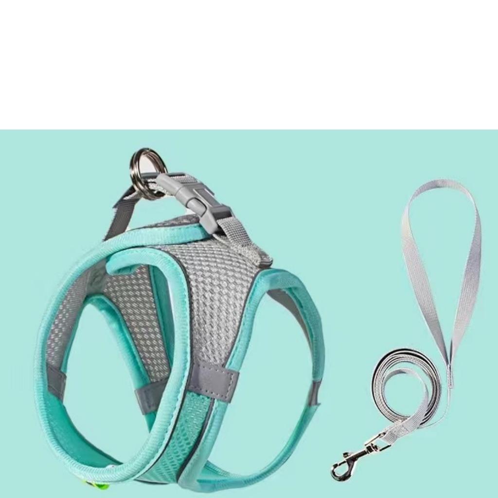 רתמת כלבים לכלבים קטנים חתולים רתמה ורצועה לחיית מחמד רפלקטיבית סט מתכוונן לנשימה חזה לחיות מחמד רצועה אביזרים לכלב