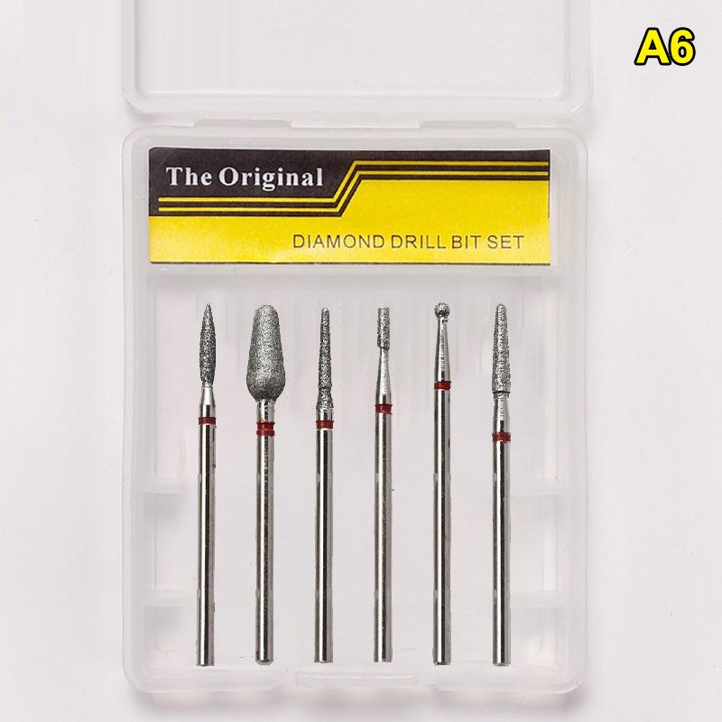 6Pcs Nail Cone Tip Drill Bits Electric Cuticle Clean Rotary For Manicure Pedicure Grinding Head Sander Tool