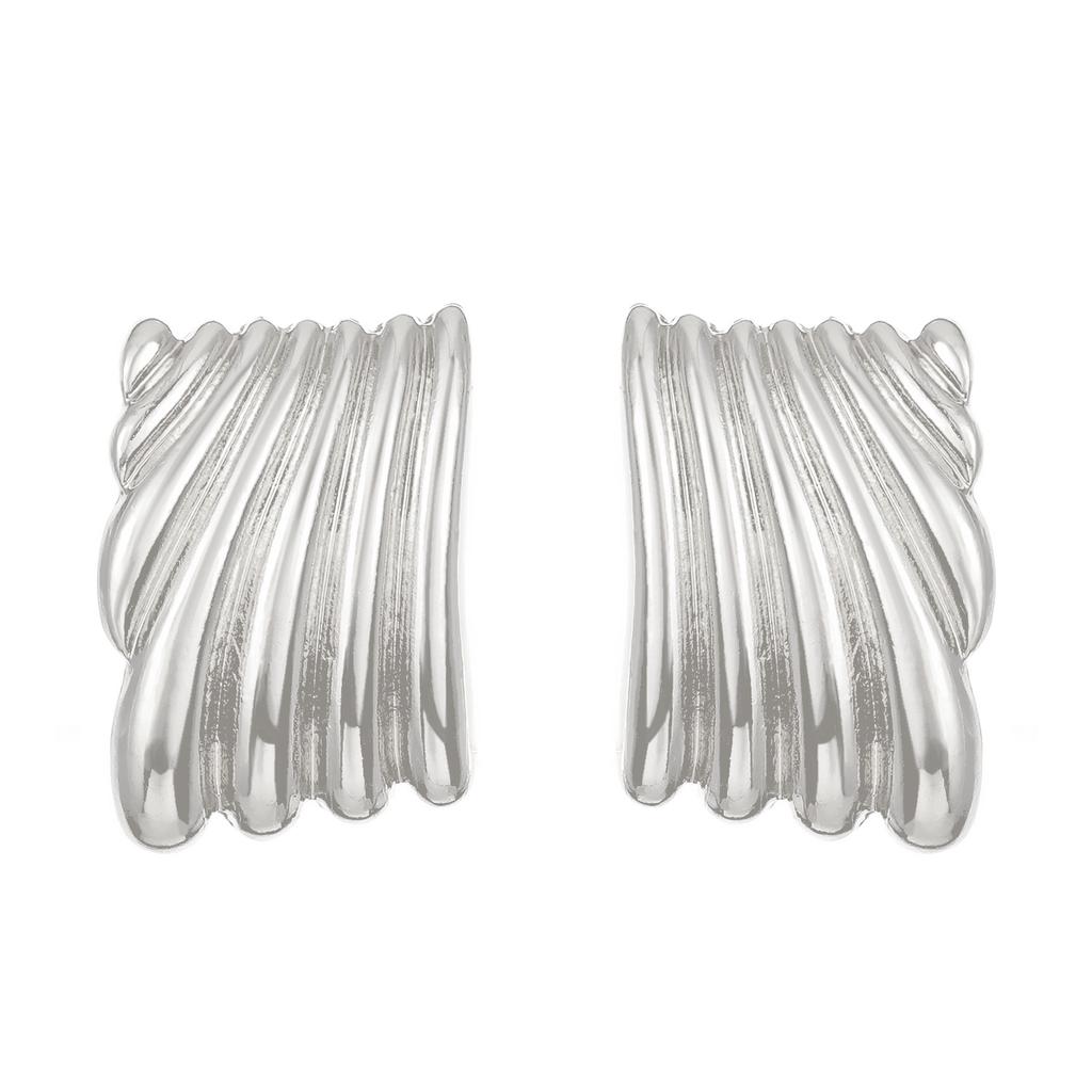 Titanium Steel Pleated Geometric Earrings for Women, New Irregular Round Square Heart-shaped Earrings, Vintage Earrings Trend