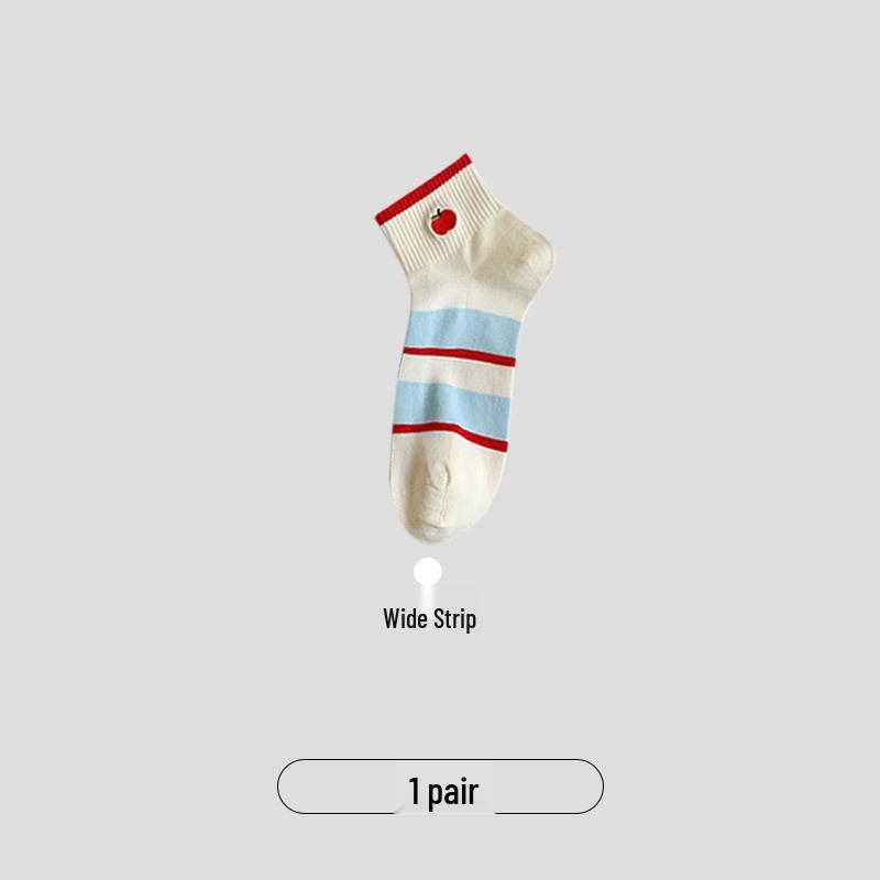 

Women s White Ankle Socks: Cute Cartoon Cat with Red & Blue Stripes - Thin & Versatile for Spring/Summer One Size