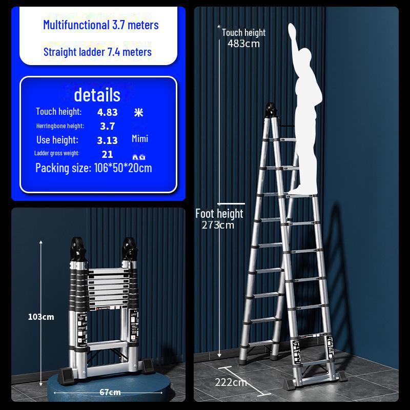 Multifunktionale Teleskop-Klappleiter aus Edelstahl